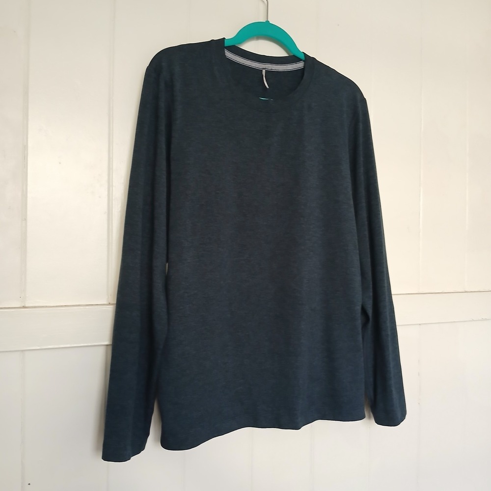 Lululemon Heavyweight Cotton Long Sleeve Crew Shirt Men's Large Navy Heather - Picture 7 of 11